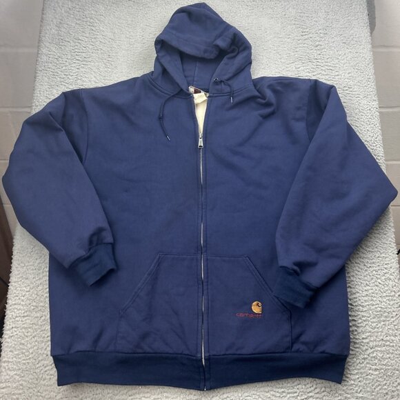 Carhartt Other - Carhartt Full Zip Hoodie Lined Blue Size XXL Sweatshirt Heavy Vintage USA Rugged